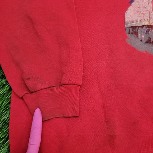 Vintage 90s LEE US-Eagle Truck Sweatshirt 2XL 28x28 Boxy Red - Picture 9 of 16